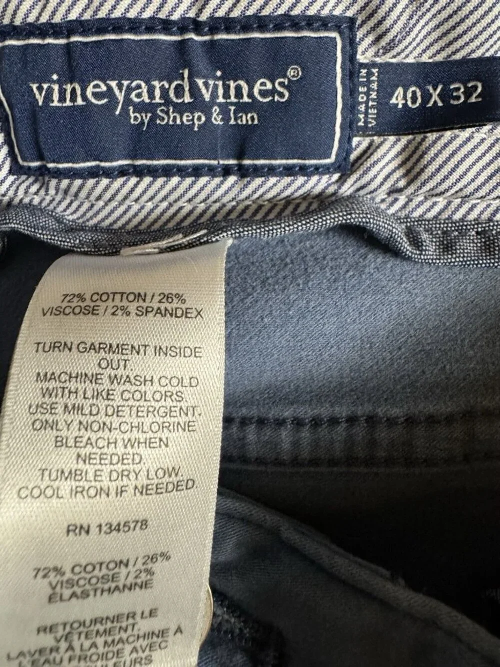 Vineyard Vines Blue Pants Men’s 40x32 Straight Stretch Casual Chino